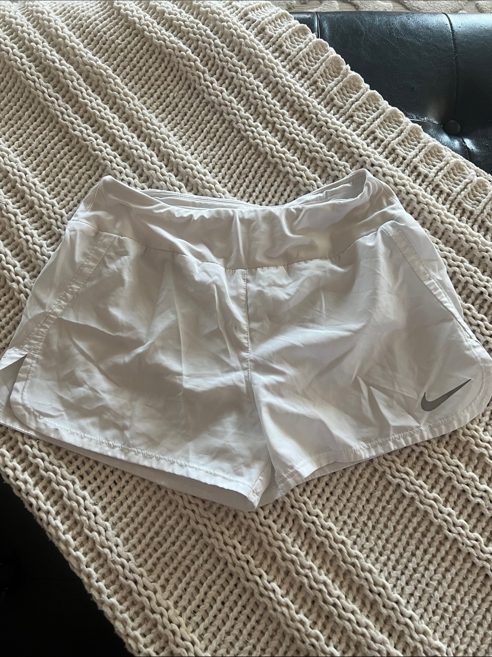 Nike Women’s White Athletic Running Shorts with Reflective Swoosh